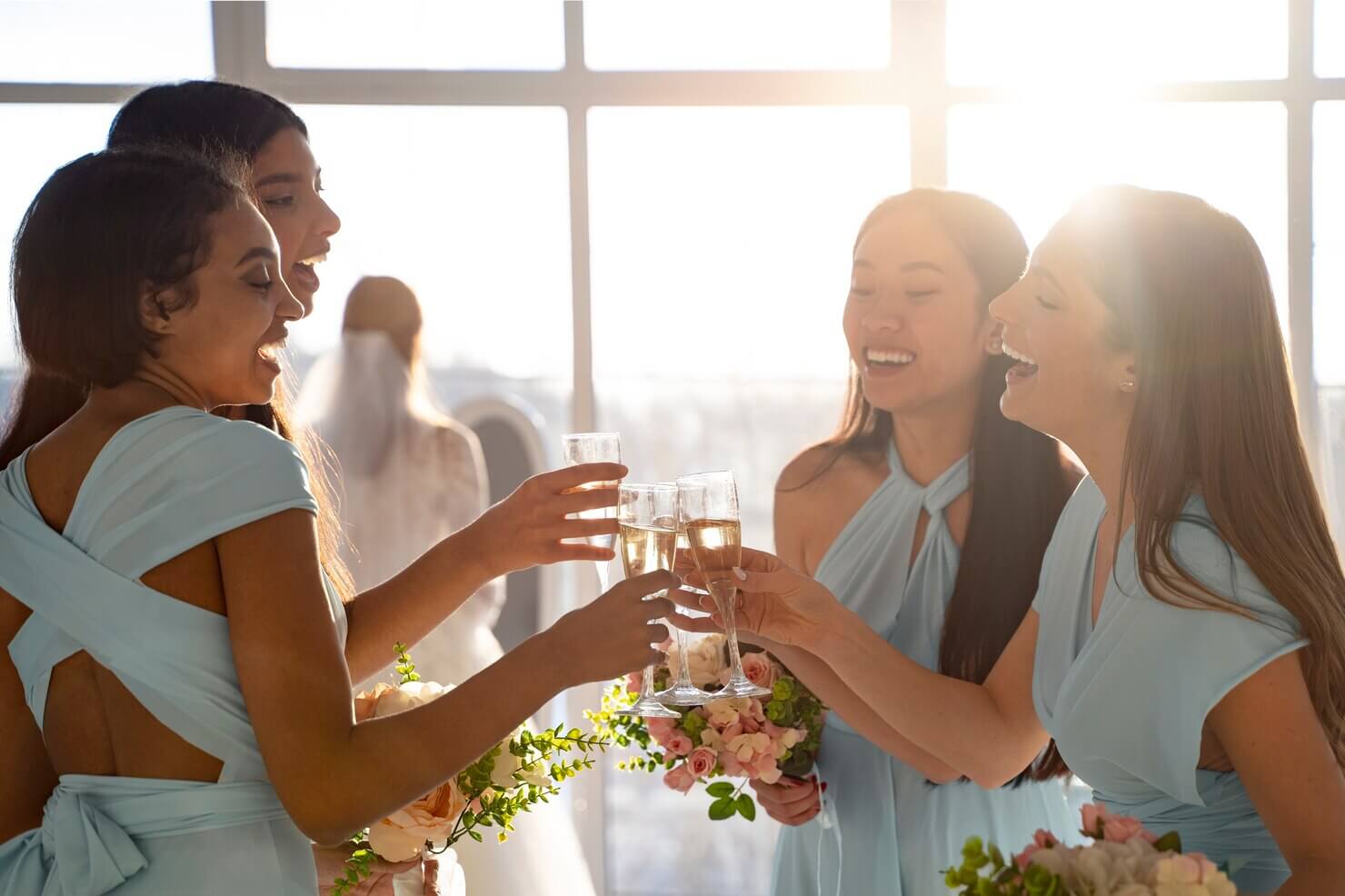 Young women enjoying bachelorette party