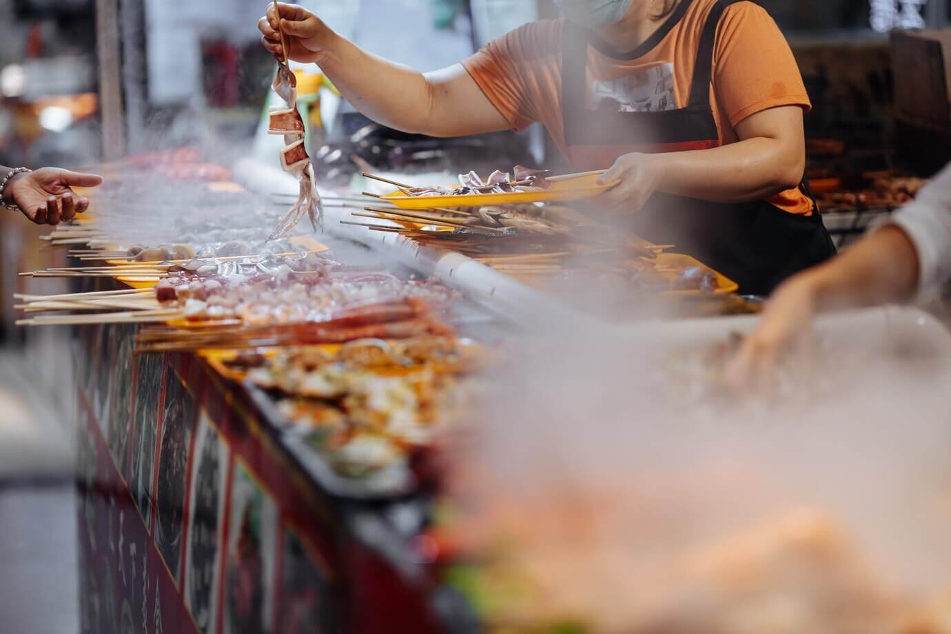 Large variety delicious grilled seafood asian market 651396 417